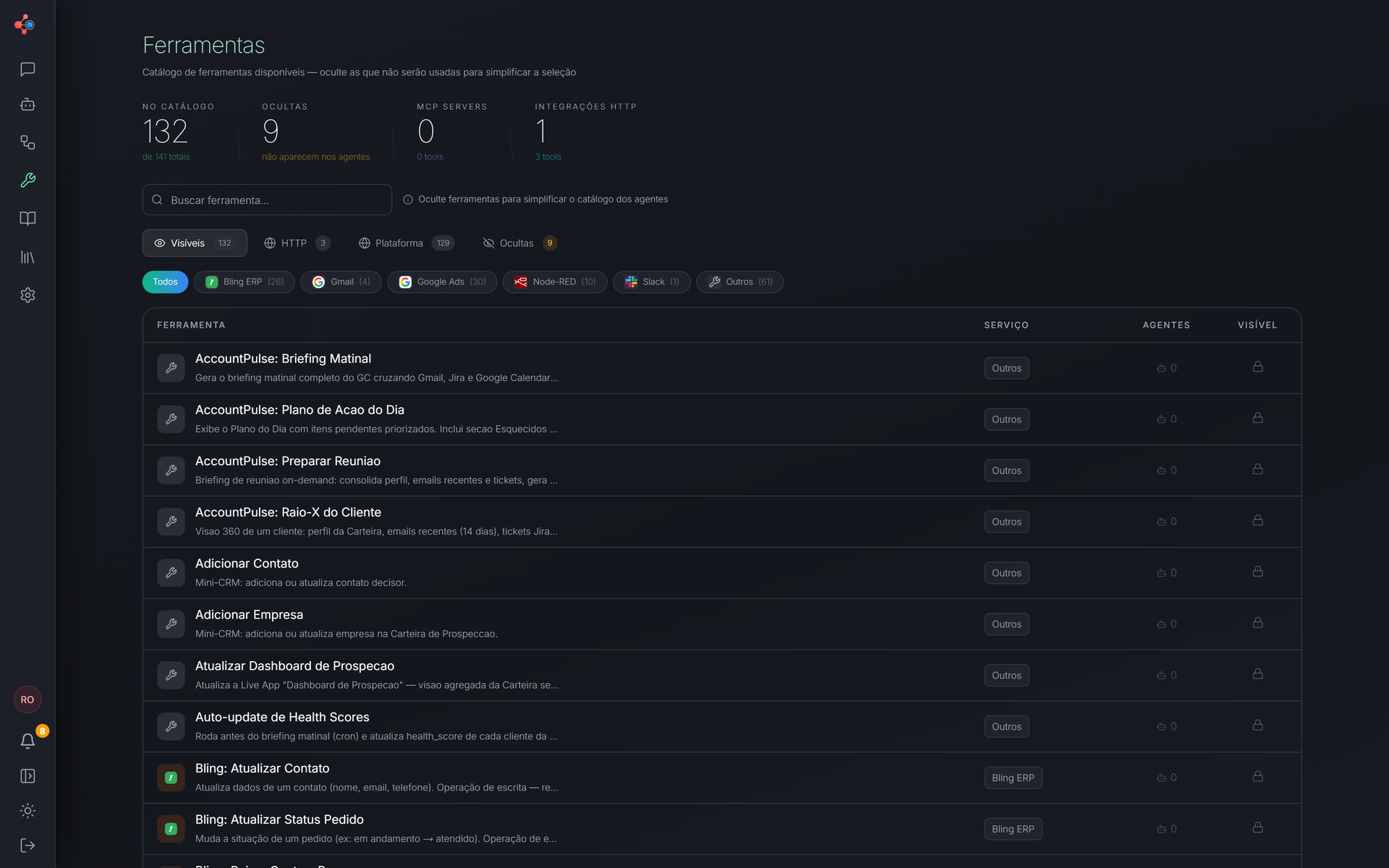 Tool Registry do WeON Studio: catálogo de ferramentas MCP governadas
